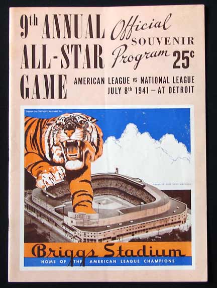 1941 All-Star Baseball Game Program at Detroit (Briggs Stadium)