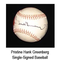Pristine Hank Greenberg Single-Signed Baseball